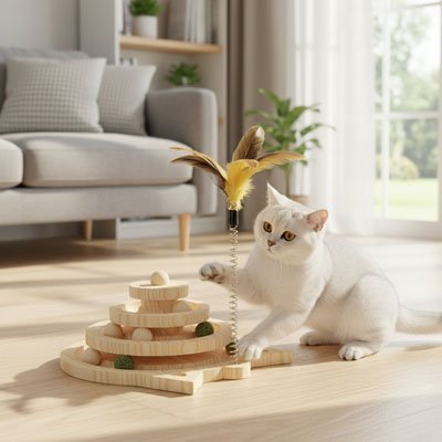 jouet pour chat éparpillés